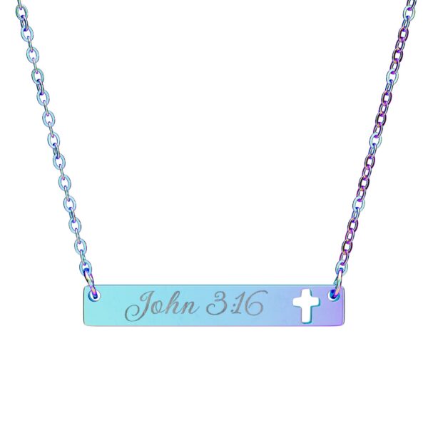 Model of Engraved Cross Bar Necklace - Personalized Scripture 6