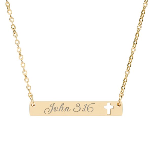 Model of Engraved Cross Bar Necklace - Personalized Scripture 2