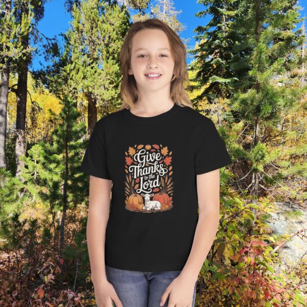 Model of Give Thanks to the Lord Kids Christian T-Shirt 2