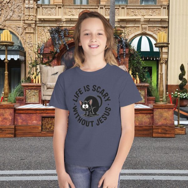 Kids Life is Scary Without Jesus Christian Shirt 15 Model of Kids Life is Scary Without Jesus Christian Shirt 14