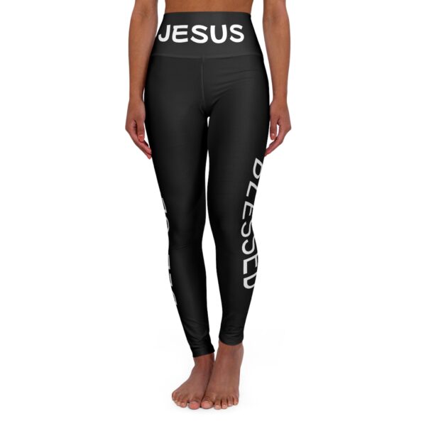 Model of Women's Blessed High-Waisted Christian Athletic Leggings 4
