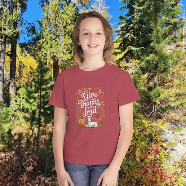 Model of Give Thanks to the Lord Kids Christian T-Shirt 10
